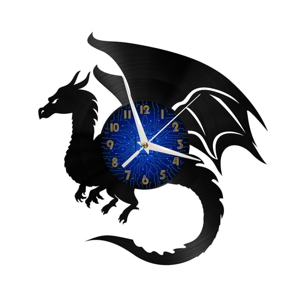 Giant dragon Vinyl Record Wall Clock for Kitchen Wall Decor Wall Art Gift for Lover Gift Idea for a Best Friend(B)