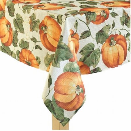 60x84 Fabric Tablecloth - Harvest Season Pumpkin Print Tablecloth Woven Fabric Table Cloth 60x84 Oblong