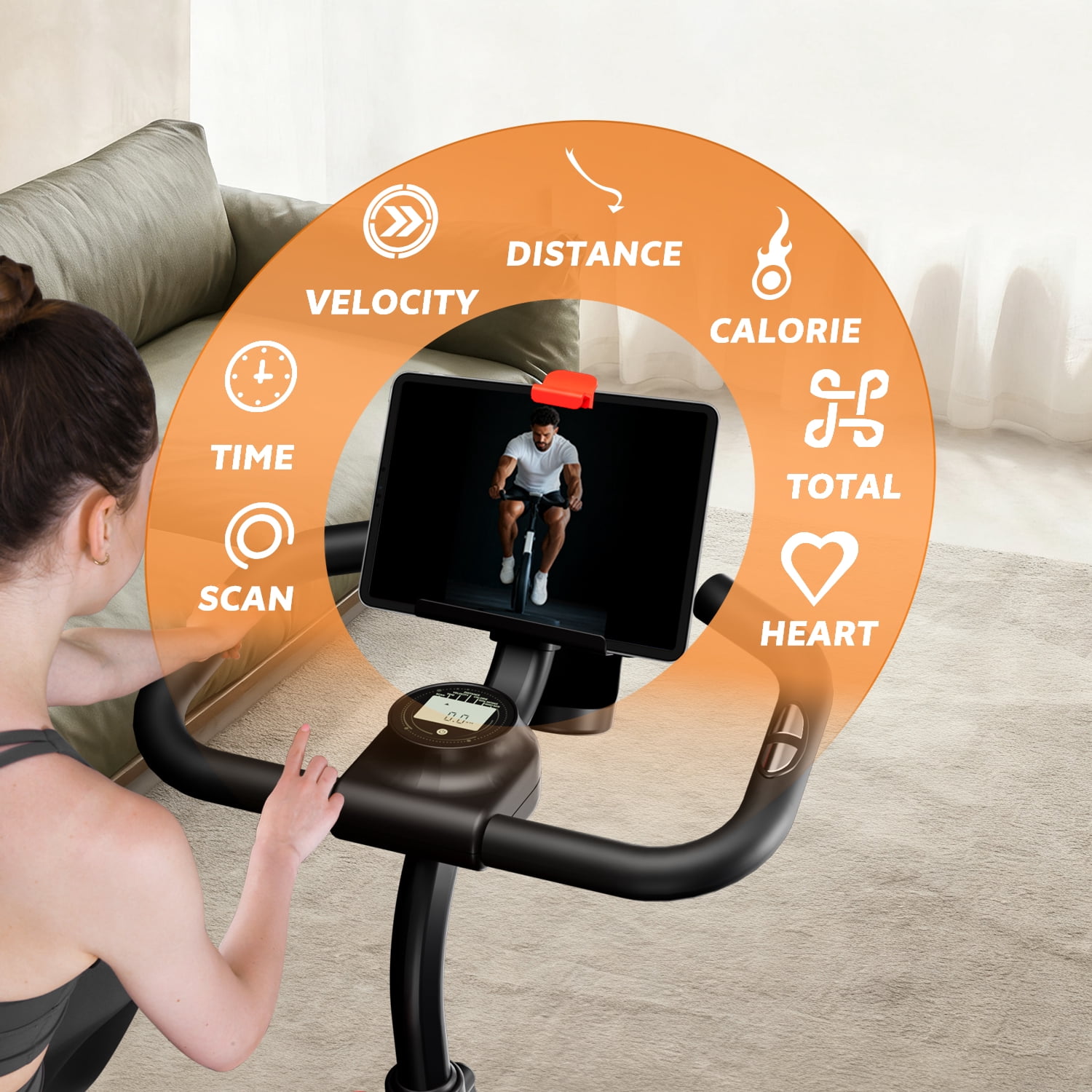 Fahuac Exercise Bike with Felt Brakes & Belt Transmission Stationary Bike for Home Use 300 lb Weight Capacity LED Display & Adjustable Seat Indoor Cycling Spin Bike Workout Black-Red