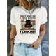 thumbnail image 1 of Cartoon Cat & Slogan Print Comfy T-Shirt, Round Neck Short Sleeve Sports Tee, Women's Activewear, 1 of 6