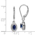 thumbnail image 2 of White Sterling Silver Earring Birthstone (09) September Women'S Sapphire Lab Created Oval Blue Diamond 26 mm 7, 2 of 2