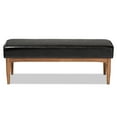 thumbnail image 3 of Baxton Studio Arvid Mid-Century Modern Dark Brown Faux Leather Upholstered Wood Dining Bench, 3 of 8