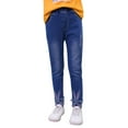 thumbnail image 6 of WIBACKER Little Big Girls Kids Distressed Ripped Teens Jeans Blue Rabbit Slim Denim Pants 9-10T, 6 of 14