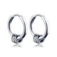 thumbnail image 3 of EIMELI Street Hip-hop Stainless Steel Hoop Earrings Mens Womens Small Huggie Hoop Earrings(2 Pairs，Black+Steel color), 3 of 6
