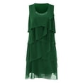 thumbnail image 3 of Wuxian Women'S Summer Dress Mesh Sleeveless Solid Color Round Neck Tiered Layered Flowy Patchwork Chiffon Loose Fit Breathable Midi Length Dresses,Green,XXXL, 3 of 3