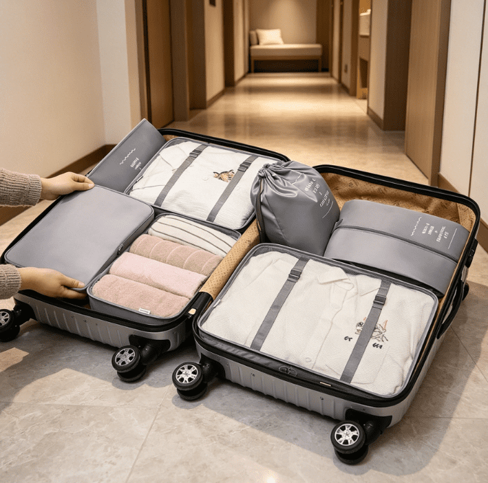 7 Set Travel Packing Cubes, Luggage Organizer Bags, Multi-Size Storage Pouches for Clothes, Shoes, Underwear, Cosmetics, Suitcase Organizer for Travel