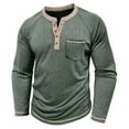 thumbnail image 7 of ZOYOEN Mens Cotton Henley Shirts with Pocket- Casual Crewneck Fashion Long Sleeve Fall Tops Army Green Size L, 7 of 7