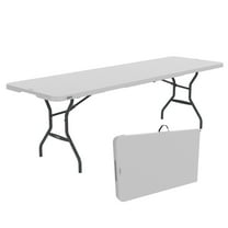 Lifetime 8 Foot Fold-in-Half Rectangle Table, Indoor/Outdoor Commercial Grade, White Granite (280270)