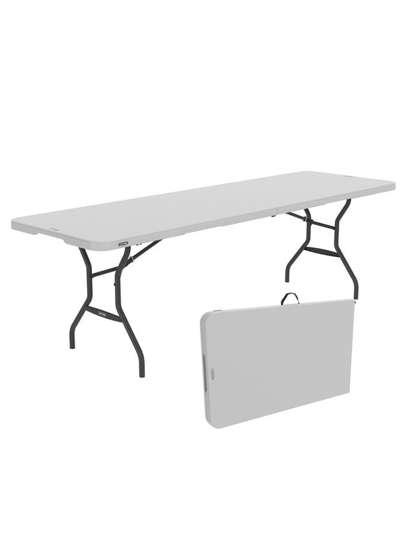 Lifetime 8 Foot Fold-in-Half Rectangle Table, Indoor/Outdoor Commercial Grade, White Granite (280270)