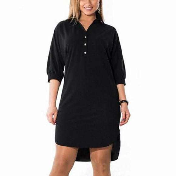 BlackHOTYPE Nouvelle Blouse Irrégulière en Vrac Robe de Travail de Couleur Unie Grande Taille à Mi-Manche Confort de Loisirs Mode Élégante V-Cou Voyage Dîner Fête d'Anniversaire