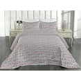 thumbnail image 2 of Ambesonne Floral Quilted Bedspread Set 3 Pcs, Romantic Magnolia Pattern, Twin, Pink Pale Blue Grey, 2 of 4