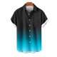 thumbnail image 4 of Blusa y camisa de manga corta con cuello vuelto para hombre, blusa informal de moda con cuello vuelto, estampado degradado, camisa de manga corta con botones, blusa de poliéster para hombre, 4 of 6
