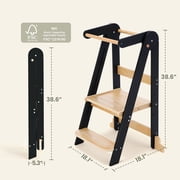 HARPPA Foldable Toddler Kitchen Tower, Standing Tower for Kids Age 1.5-6 Years, Black