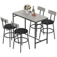 thumbnail image 1 of Industrial 5-Piece Bar Table Set with Stools - Cement Grey Kitchen Counter Height Set for Small Spaces, 43.3" Table & Comfortable PU Leather Seating, 1 of 7