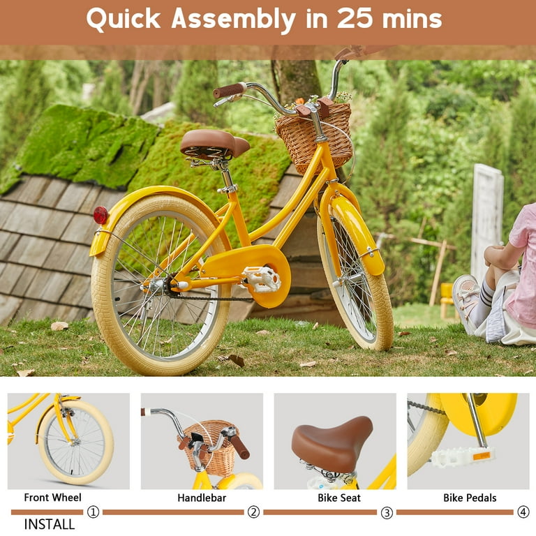Glerc Little Molly 20 inch Kids Girls Bike for 7-13 Years Old