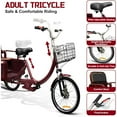 thumbnail image 4 of DEYGIA Adult Tricycle, 20 Inch 3-Wheel Bikes Carrying Passengers and Cargo, Trike for Adults with Front Baskets for Women, Seniors, Men, Low Step-Through Cruiser Bike for Cycling, Outing, Picnic, 4 of 9