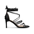 thumbnail image 3 of BLISSFUL STEP Women's Lace Up Strappy Block High Heels Sandals Black 6, 3 of 7