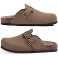 thumbnail image 4 of Comwarm Vegan Suede Clogs for Women Men, Arch Support Leather Mules Potato Sandals Shoes with Cork Footbed, Mocha, 4 of 6