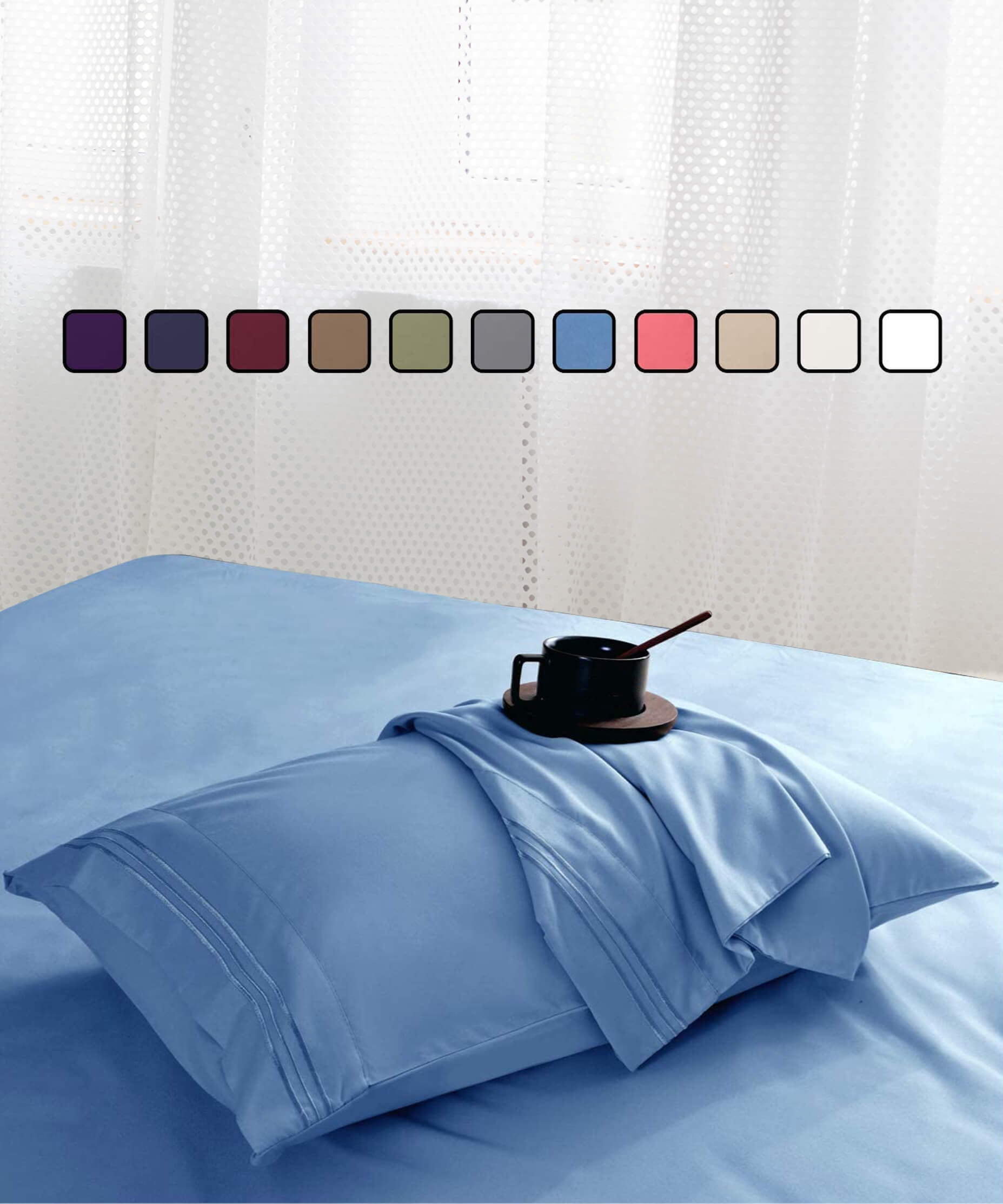 Greeny Green Luxury 1800 Bamboo Ultra Soft Sheet Set – Wrinkle Free, Deep Pocket, Machine Washable, Hypoallergenic, Fade Resistant Bedding Set - 6 Piece Set (Queen, Blue)