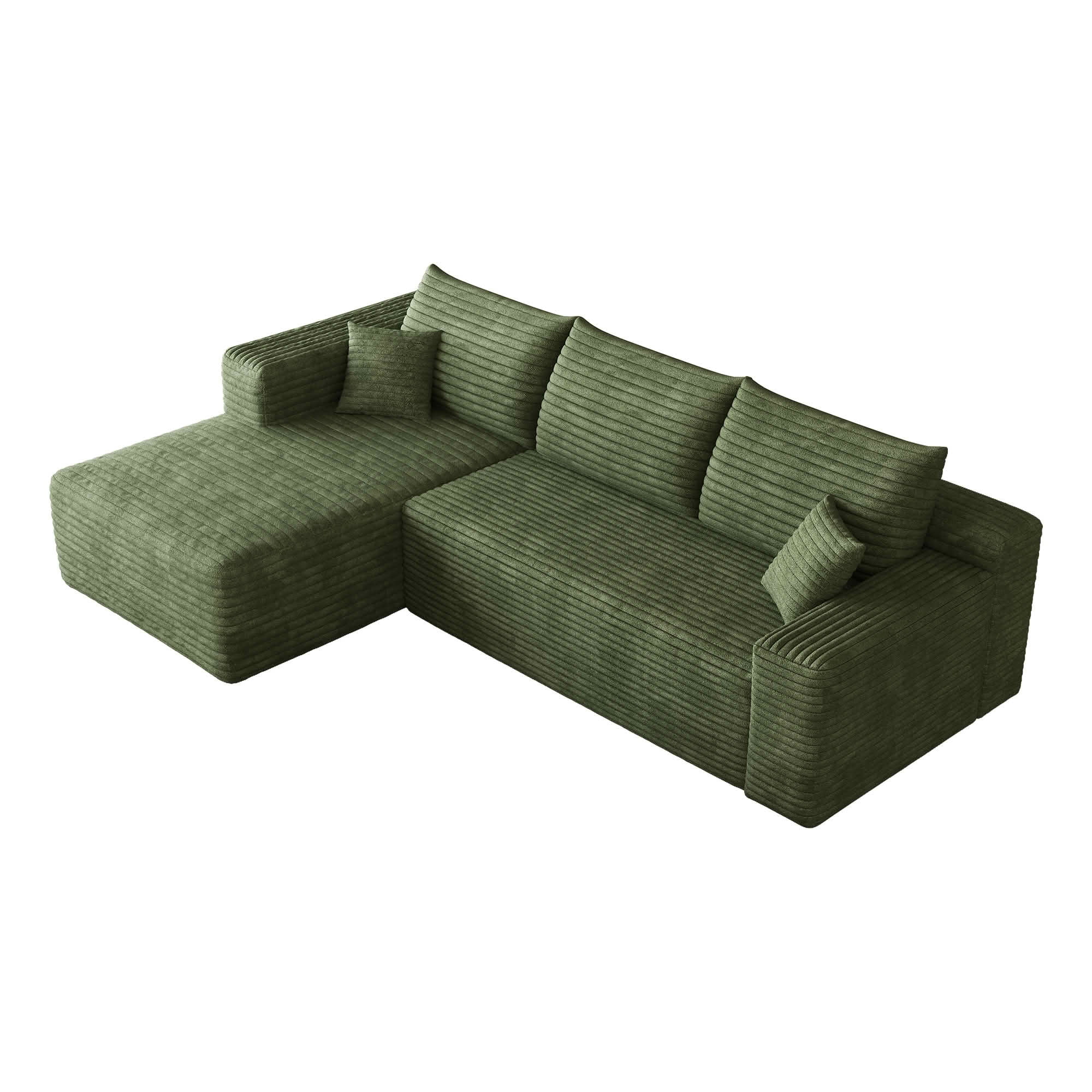 MAYEERTY 95 Inch L‑Shaped Cloud Sectional Sofa, Modern Minimalist Deep‑Seat Corner Couch, Plush Corduroy Upholstered Reversible Sofa, No‑Assembly Required for Living Room Bedroom Apartment