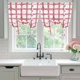 thumbnail image 4 of Red Buffalo Plaid Balloon Curtains 63 Inch Length for Living Room/Bedroom, Farmhouse Check Stripes Retro Geometric Rod Pocket Privacy Door Curtains Decorative Tie Up Shade for Window 52"x63", 4 of 8