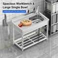 thumbnail image 3 of EDTara Lavabo Utilitaire Autoportant en Acier Inoxydable, avec Bol Simple Spacieux, Tablette de Rangement sous le Lavabo, Plateau d'Égouttement et Robinet d'Eau Chaude/froide, Convient au Garage, au Restaurant Ou à la Buanderie, 3 of 7