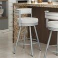 thumbnail image 3 of Amisco Eller 27" Faux Leather Swivel Counter Stool in Off White Silver Gray, 3 of 6