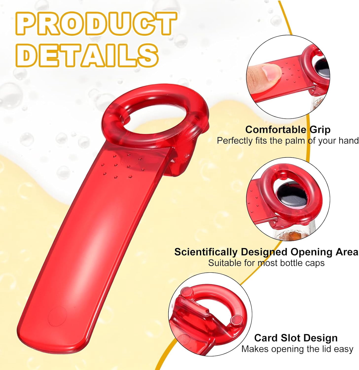 FRKSMD-2 Pcs Jar Key Lid Opener, Plastic Jar Lid Opener Easy Grip Multifunctional Durable Can Open Tool for Elderly Seniors Women Weak Hands Easy-use, Transparent Red/Transparent Green