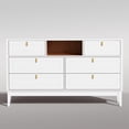 thumbnail image 5 of RichYa White Dresser for Bedroom, 6 Drawer Dresser with Open Storage Shelf and Genuine Leather Pull Handles, Modern Chest of Drawers, 5 of 10