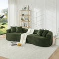 thumbnail image 3 of Modern Cloud 4-Seater Sectional Curved Sofa, Minimalist Compression Living Room Couch, No Assembly Needed, Chenille, Green, 3 of 12
