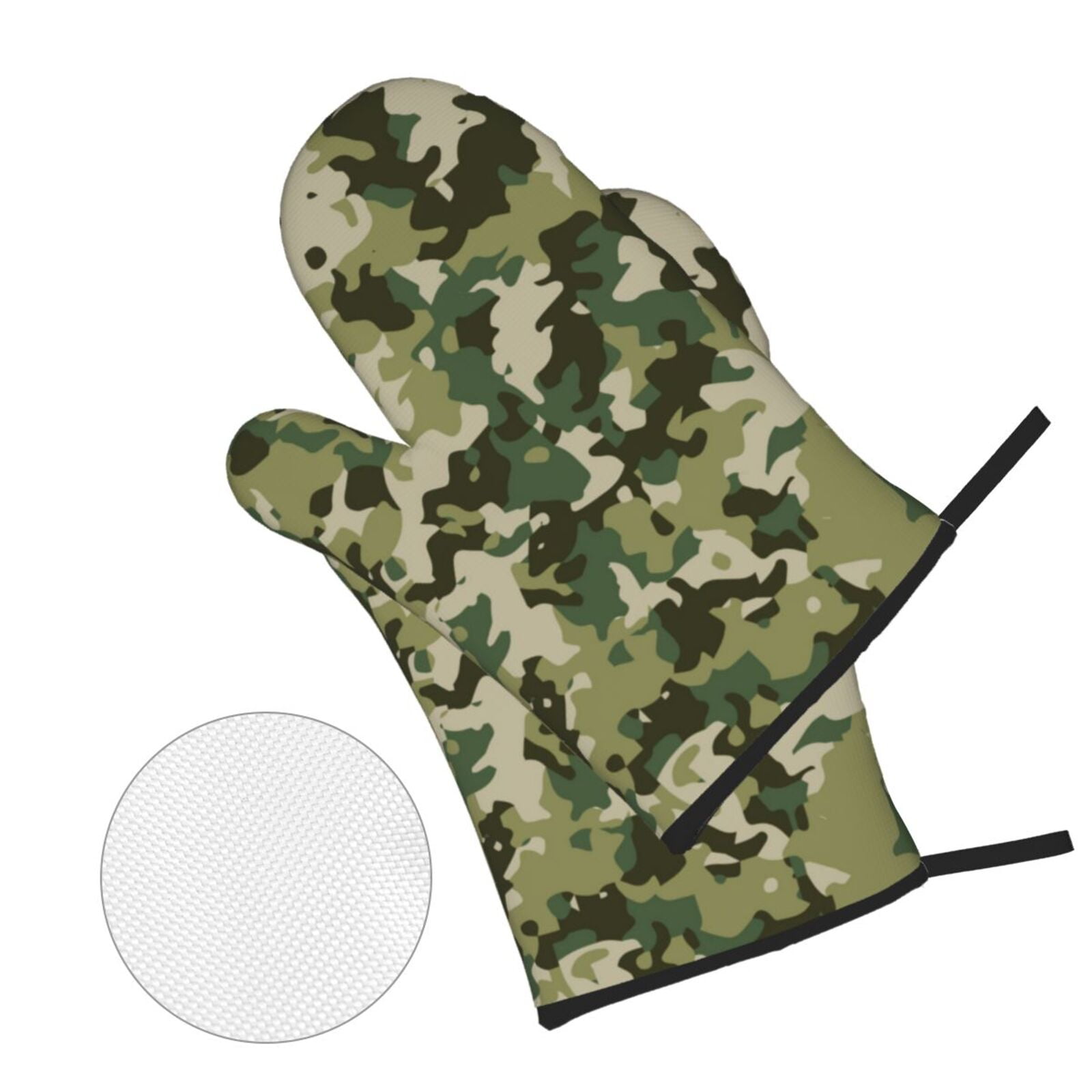 Military Camouflage Green Camo 4Pcs Oven Mitts and Pot Holders Sets Oven Kitchen Gloves Hot Pads for Cooking BBQ Baking Grilling