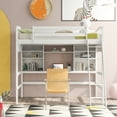 thumbnail image 2 of Bed Frame Twin size Loft Bed with Storage Shelves, Desk and Ladder, White(OLD SKU: LT000140KAA), 2 of 8