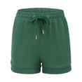 thumbnail image 4 of Staki Women's Linen Shorts with Pockets Drawstring High Elastic Waisted Wide Leg Loose Casual Summer Shorts(Dark Green,L), 4 of 7