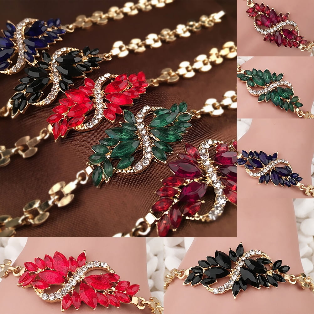 with red,green rhinestones 7.25 in Antique gold Turkish Style bracelet 18 cm 