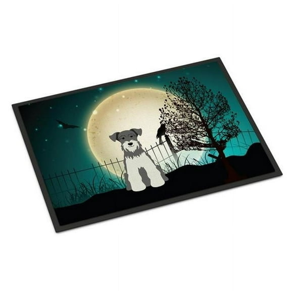 Carolines Treasures Halloween Scary Miniature Schanuzer Salt and Pepper Door Mat Indoor Rug or Outdoor Welcome Mat 18x27