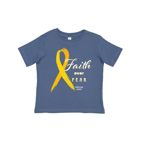 

Inktastic Faith over Fear Childhood Cancer Awareness and Yellow Ribbon Gift Toddler Boy or Toddler Girl T-Shirt