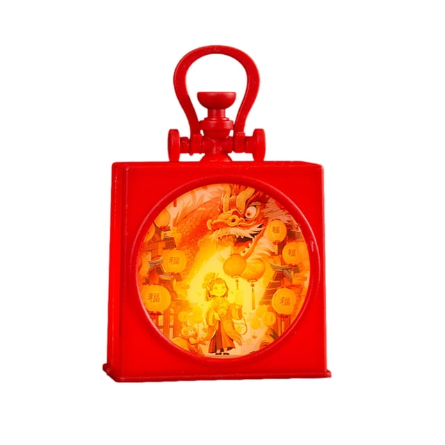 B New Year Portable Lantern With Battery Powered Carry Handle Festival Celebration Decor