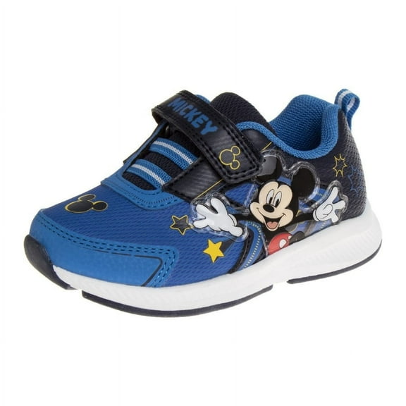 Disney Toddler Boys Mickey Mouse Hook & Loop Sneakers with Two Red Lights