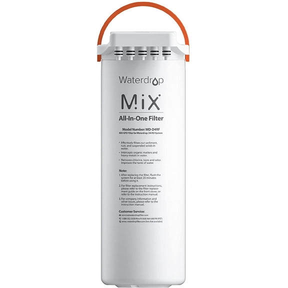 Waterdrop WD-D4RF Filter, Replacement for WD-D4-W Reverse Osmosis System, 1-year Lifetime
