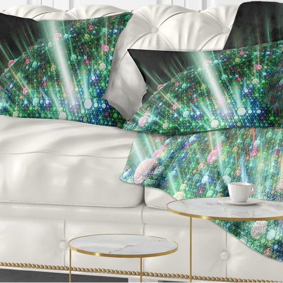 Designart Bright Blue Solar Bubbles Planet - Abstract Throw Pillow - 12x20