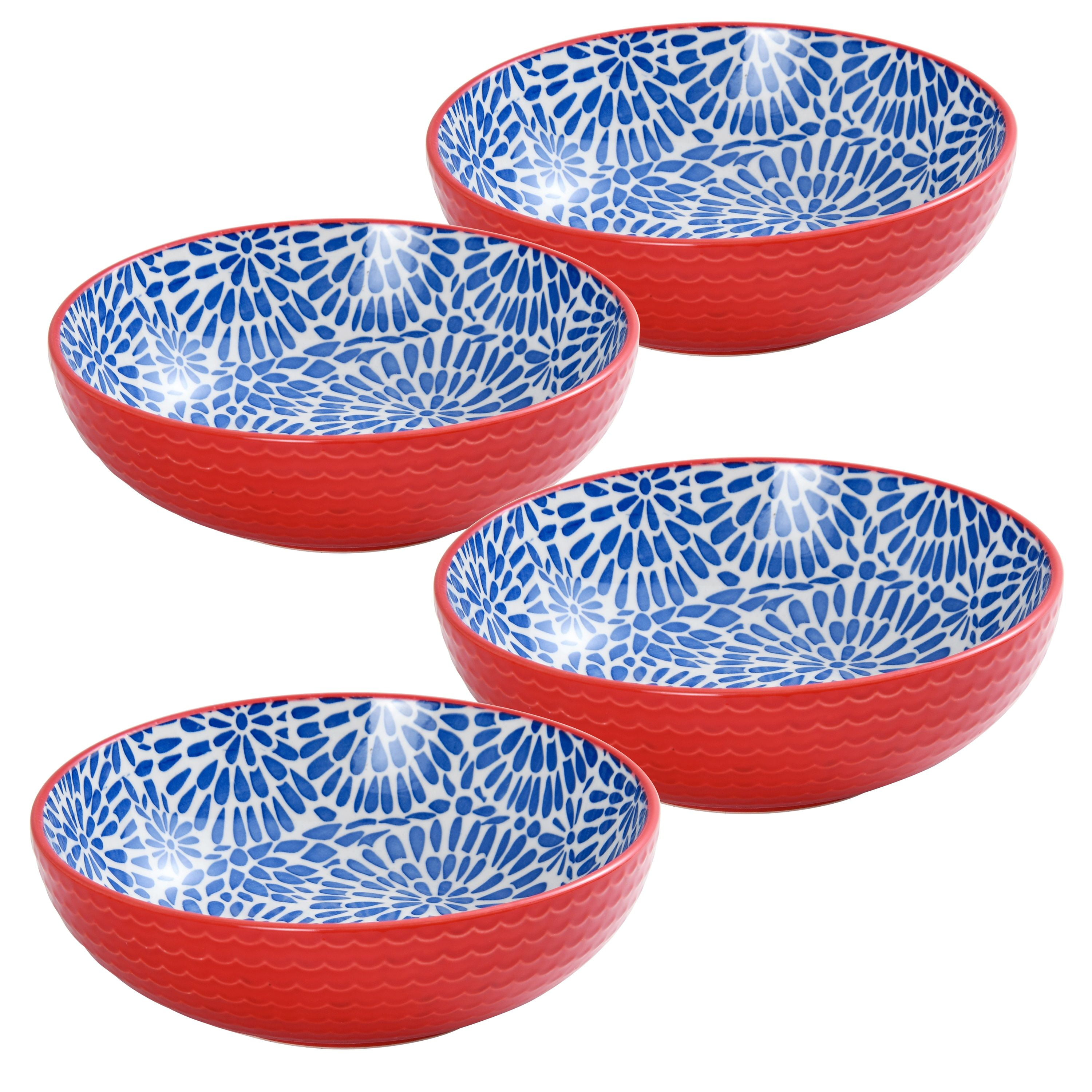 Pfaltzgraff® Set of 4 Pad Print Red Embossed Pasta Bowls