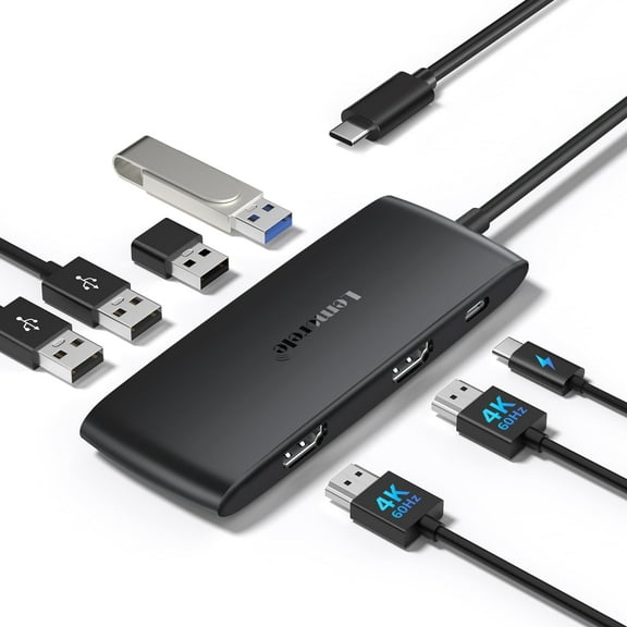 Lemorele 4K@60Hz 7-in-1 Laptop Docking Station,USB-C Hub with Dual HDMI 4K, 100W PD Charging, 5Gbps USB 3.0, 3× USB 2.0 Ports,USB C Adapter for Windows/MacOS /Chrome OS/LinuX/Android