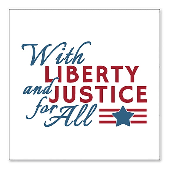 DistinctInk Custom Bumper Sticker - 10" x 10" Decorative Decal - White Background - With Liberty and Justice For All