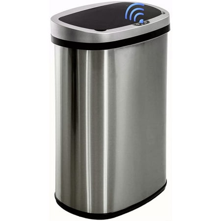 13 Gallon 50 Liter Automatic Motion Sensor Trash Can, Silver, 85% Stainless Steel