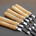 thumbnail image 3 of 6 Pcs Brochettes Plates en Acier Inoxydable pour Barbecue Extérieur Manche Long, 3 of 4