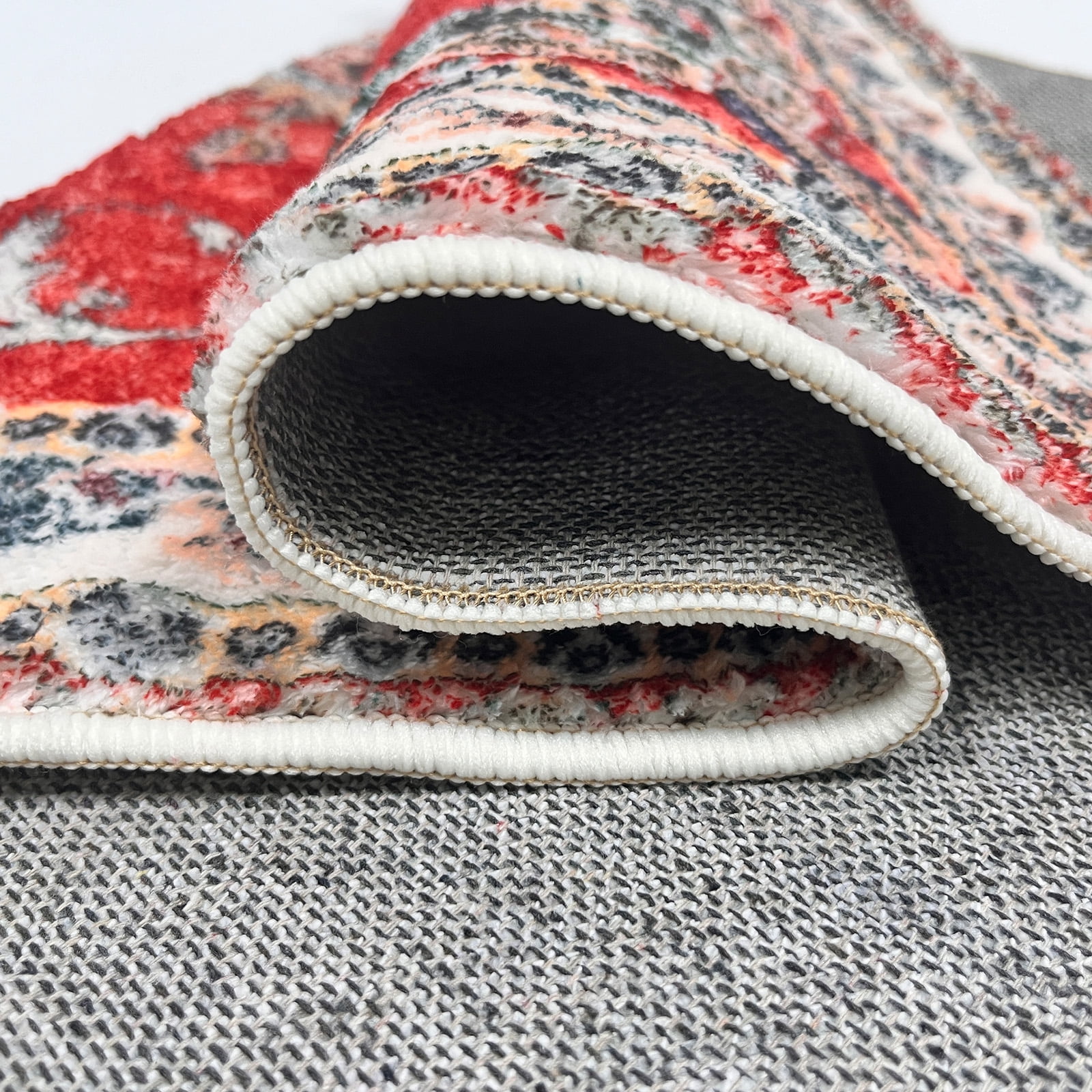 SUSUZI 5.3' x 7.5' Area Rug Boho Living Room Rug, Washable Low Pile Non Slip Carpet for Bedroom, Dining Room, Retro Area Rug Indoor