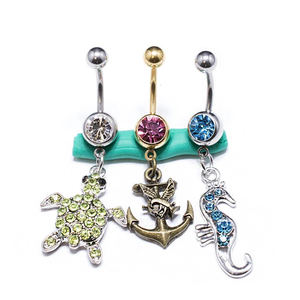 3pcs 14G Stainless Steel belly Button Rings for Women Navel Rings CZ