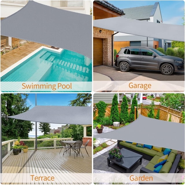 Toldo rectangular de 3 x 4 m, resistente al agua, al viento, con protección UV del 95 % para patio, jardín al aire libre, color gris