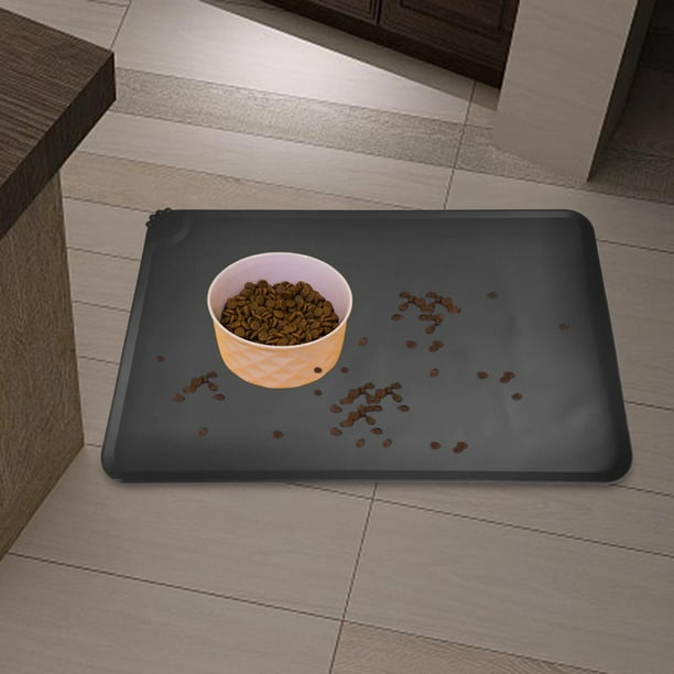 Pet Feeding Mat with Raised Edge Silicone Waterproof Dog Cat Bowl Mat