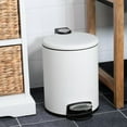 thumbnail image 3 of Acento Rondo 1.3 Gallon Round Step Trash Can with Soft-Close Lid, Removable Inner Liner Bucket, Premium Pedal Metal Waste Bin for Bathroom, Bedroom, Dorm, Office, Matte White, 3 of 19